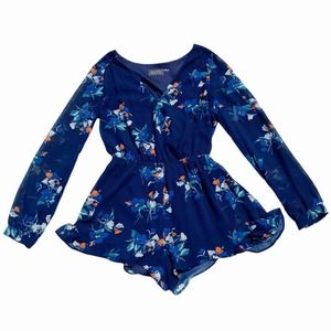 ASTR Floral Sheer Long Sleeve Romper